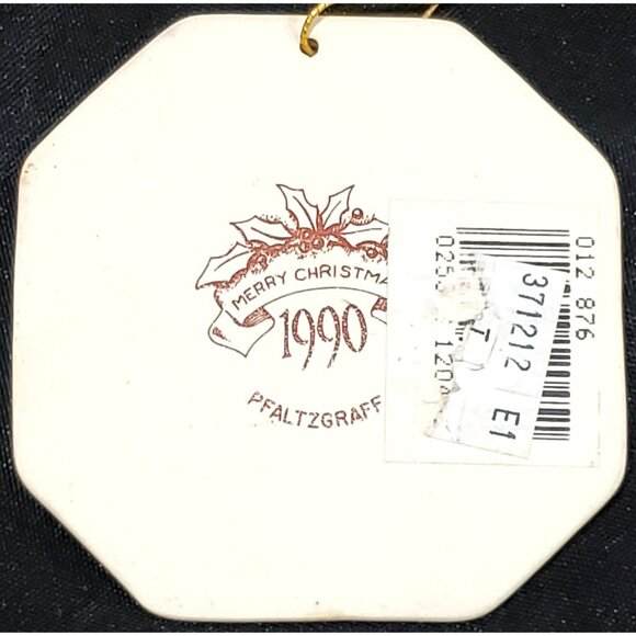 Pfaltzgraff HERITAGE CHRISTMAS TREE Ornament flat porcelain octagon 1990 90s - Picture 5 of 6